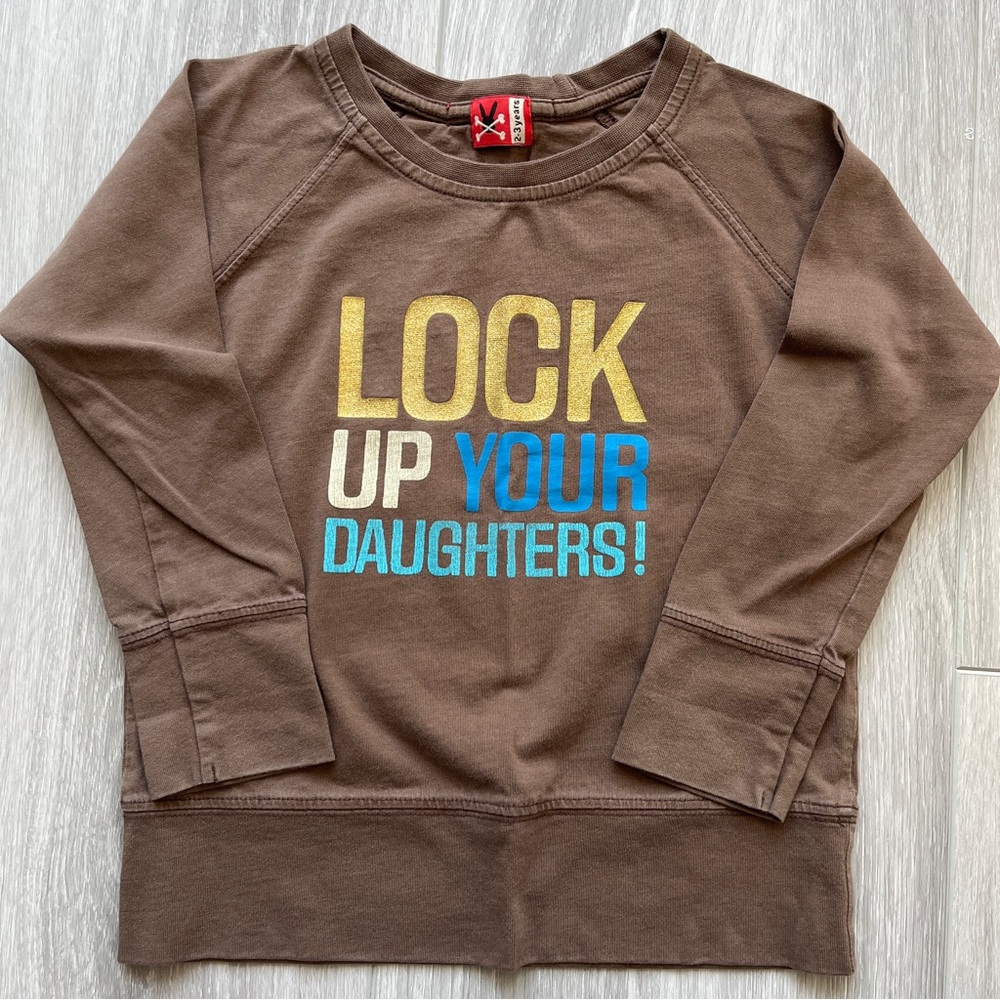 No Added Sugar Lock Up Your Daughters long sleeve shirt, size 2-3Years